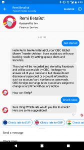 Cibc Launches Remi A Digital Assistant That Helps Clients Track Fx Rates And Easily Send Money Overseas Through Messenger Money Bloggess